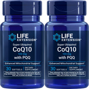 Life Extension Super Ubiquinol CoQ10 with PQQ two-bottle pack front view energy support potential