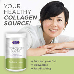 Life-Flo collagen powder in a glass with steam illustrates warm beverage use