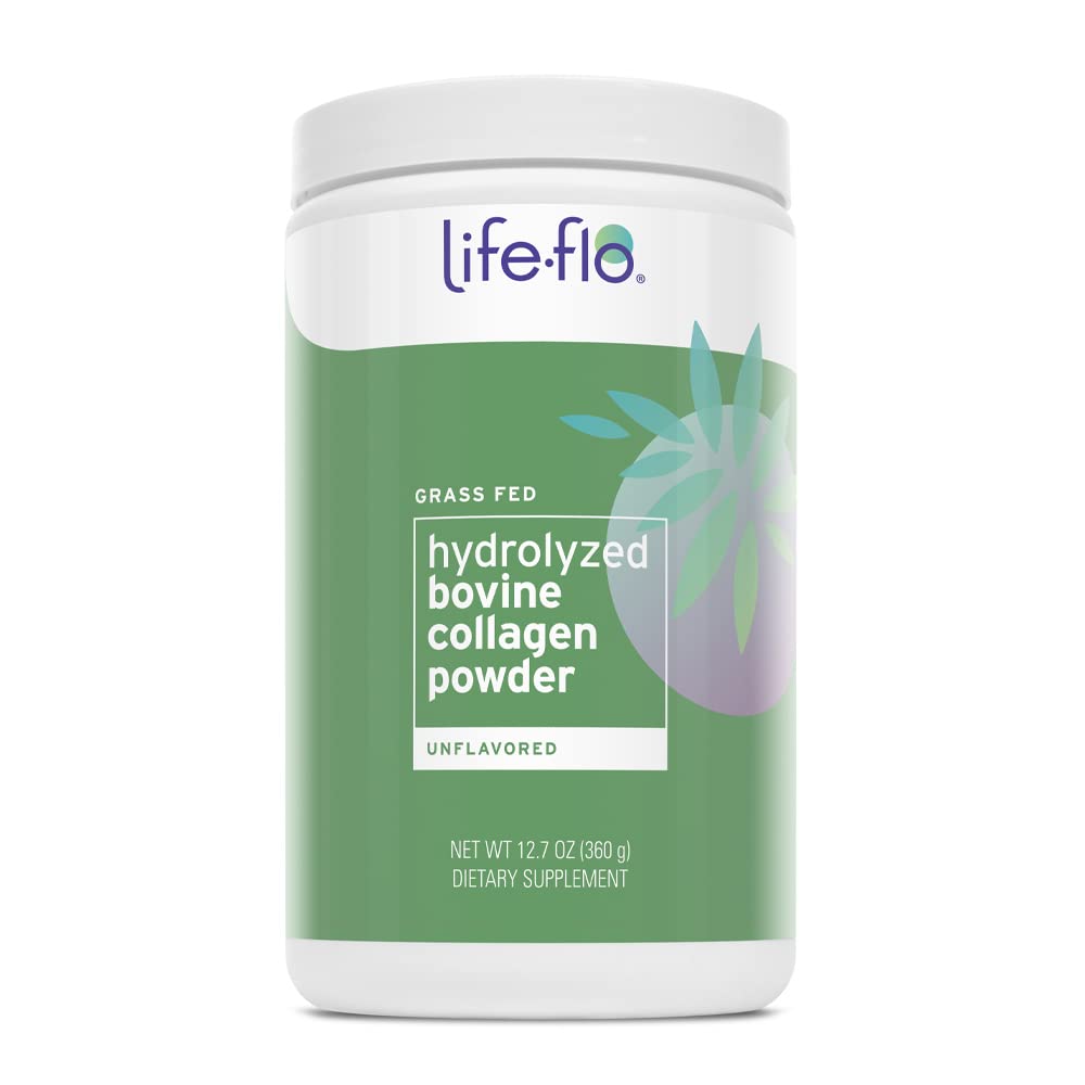 Life-Flo hydrolyzed collagen bottle pour highlights easy serving for daily beauty benefits