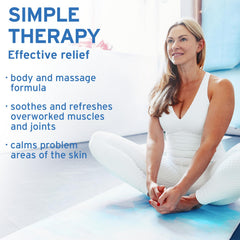 Life-Flo Magnesium Gel being massaged onto legs for tired-muscle comfort.