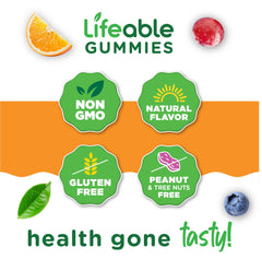 Lifeable Collagen Peptides Gummies non-GMO label emphasizes purity and clean ingredients.
