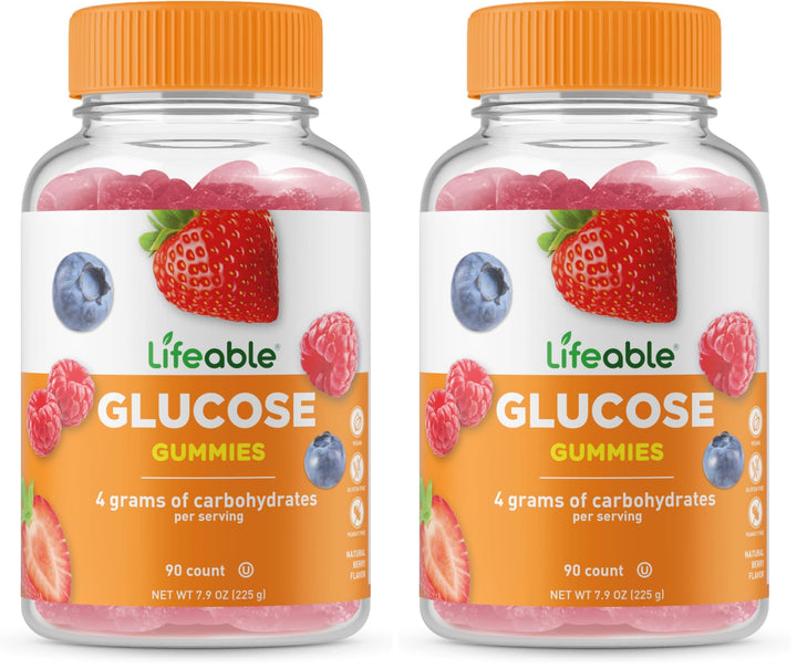 Lifeable Glucose Gummies mixed berry bottle, a tasty chew for all ages.