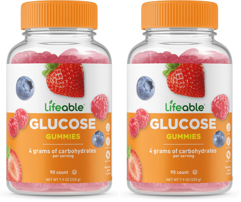Lifeable Glucose Gummies mixed berry bottle, a tasty chew for all ages.