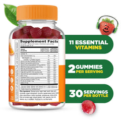 Close-up of colorful Lifeable Kids Multivitamin Gummies for easy daily use.