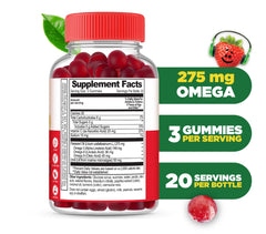 Lifeable Kids Omega 3 Gummies bottle side with flaxseed oil label for plant-based DHA.