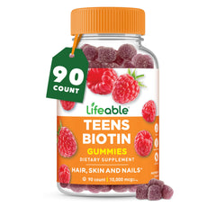 Lifeable Teens Biotin gummies bottle for easy daily hair and nails support.