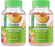 Lifeable turmeric curcumin gummy bottle label highlighting immune-support formula