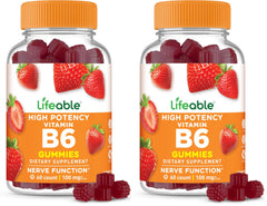 Lifeable Vitamin B6 Gummies bottle for easy nerve support