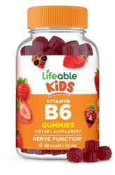 Lifeable Vitamin B6 Gummies for Kids bottle front, kid-friendly daily support.