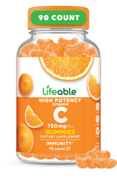 Lifeable Vitamin C Gummies orange flavor bottle highlighting convenient immune support
