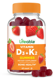 Lifeable Vitamin D3 K2 gummies bottle pour supporting daily bone health and immunity