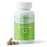 LifeBay Heart & Brain Support bottle with capsules for daily balance and focus.