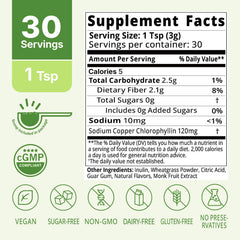 Lifebooil crisp apple flavor chlorophyll being poured into water for a green drink.