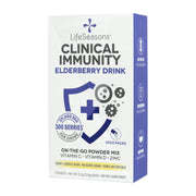LifeSeasons Clinical Immunity Elderberry Drink Mix box front highlighting immune support