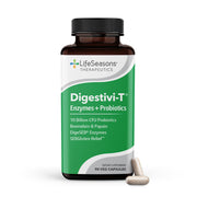 LifeSeasons Digestivi-T bottle with capsules for gentle digestion and post-meal comfort.
