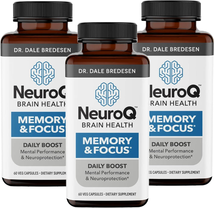 LifeSeasons NeuroQ bottle front with three-pack display for daily memory support.