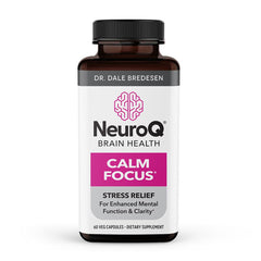 LifeSeasons NeuroQ Calm Focus bottle on label emphasizing calm focus for daily tasks.