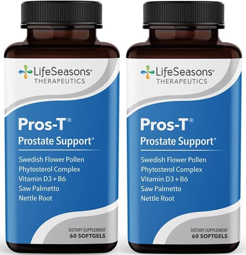 LifeSeasons Pros-T bottle with pour spout for easy daily use and prostate support.