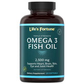 Life's Fortune fish oil bottle highlighting high-potency omega-3 for heart and brain support