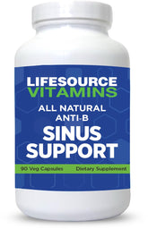 LifeSource Vitamins Anti-B Sinus Support bottle front, suggesting natural sinus comfort.