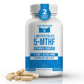 LifeStrength L-Methylfolate bottle-front visual, signaling daily boost and premium formula.