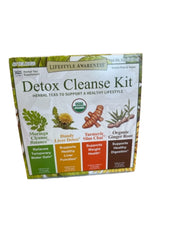 Lifestyle Awareness Detox Cleanse Kit packaging on countertops, easy daily routine