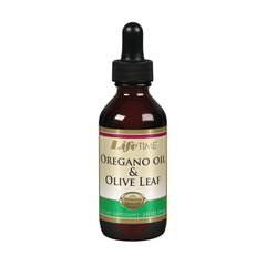 LIFETIME oregano oil olive leaf drops bottle for daily immune support.