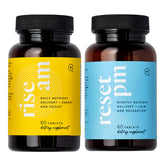 LifeVantage Rise AM tablets bottle on morning light, supporting daily energy and focus.