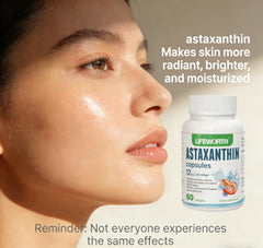 Closeup of LIFEWORTH Astaxanthin softgels showing smooth, odorless capsules for daily use.