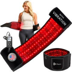 LifePro red light therapy belt front view highlights 105 LEDs for targeted warmth.