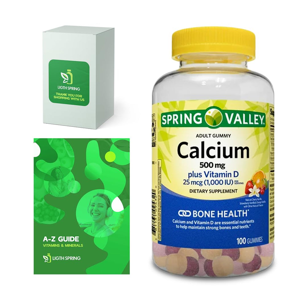 Lightspring Calcium Plus Vitamin D bottle front showing the bone-support supplement