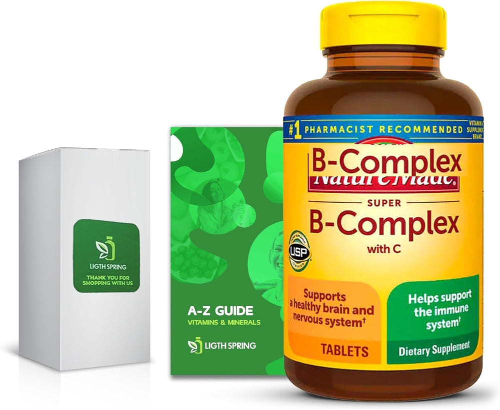 Lightspring Super B-Complex bottle closeup highlighting full B vitamin blend for energy support