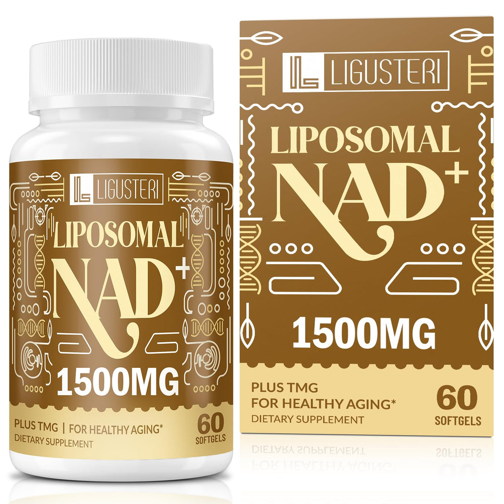 LIGUSTERI liposomal NAD+ bottle front highlights energy support.