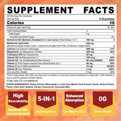 LILICARE Berberine Gummies close up highlighting chewy texture for daily wellness support.