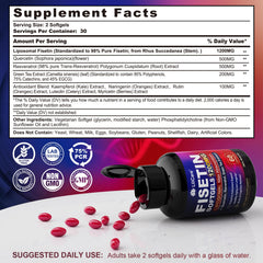 Close-up of LILICARE Fisetin softgels showing 1200 mg dosage.
