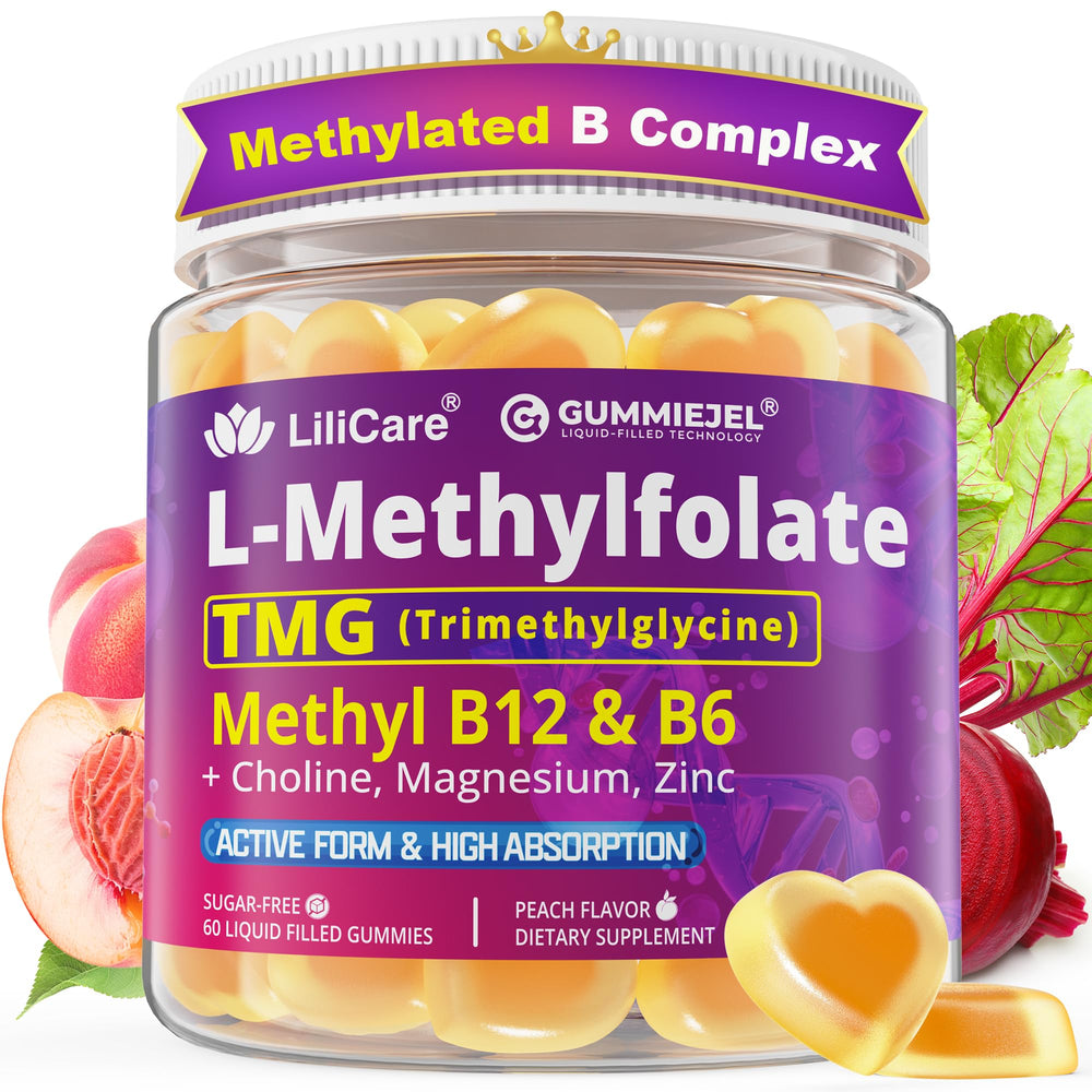 LILICARE L-MethylFolate gummies bottle close-up for cognitive support