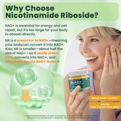 LILICARE NAD+ gummies on a clean surface, convenient daily supplement.