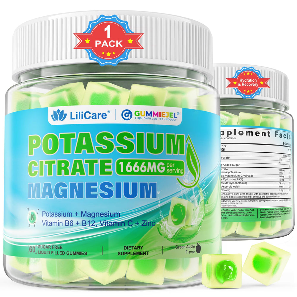 LILICARE Potassium Citrate Gummies bottle front for daily electrolyte support