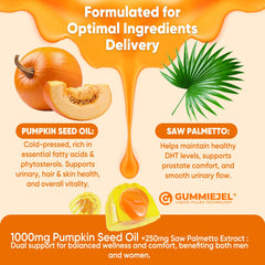 LILICARE gummies ingredients panel showcases saw palmetto, cranberry, lycopene for daily wellness.