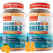 LILICARE vegan omega-3 gummies bottle showing algae-based formula for daily use