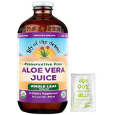 Lily Of The Desert Aloe Vera Juice bottle shows preservative-free daily wellness.