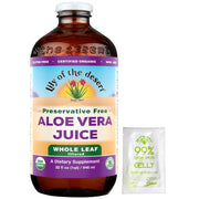 Lily Of The Desert Aloe Vera Juice bottle shows preservative-free daily wellness.