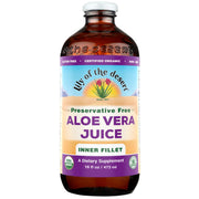 Lily of the Desert Aloe Vera Juice inner fillet filtered bottle for purity and clean nourishment.