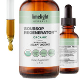 LIMELIGHT HERBALS Soursop Graviola bottle shows premium organic formula for daily wellness.