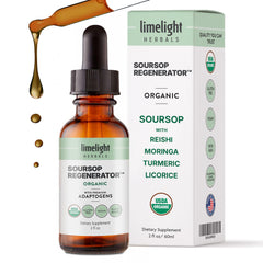 LIMELIGHT HERBALS Soursop Graviola dropper delivering 1000 mg per serving for consistency.