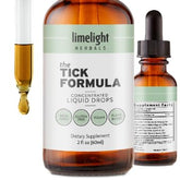Limelight Herbals Tick Formula bottle with dropper supports immune wellness.