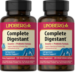 Lindberg Complete Digestant bottle close-up showcasing a full-spectrum enzyme formula for diverse meals