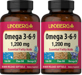 Lindberg Omega 3-6-9 softgels bottle with 90 count supporting daily fatty acids