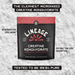 Lineage Provisions micronized creatine dissolves in water for effortless hydration during workouts
