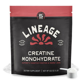 Lineage Provisions micronized creatine monohydrate bottle pour for easy dosing and reliability